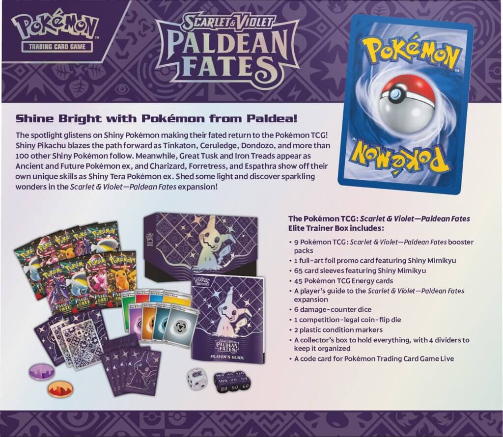 Pokémon TCG: Scarlet & Violet 4.5 Paldean Fates Elite Trainer Box