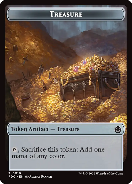 Dragon (0008) // Treasure Double-Sided Token [Foundations Commander Tokens]