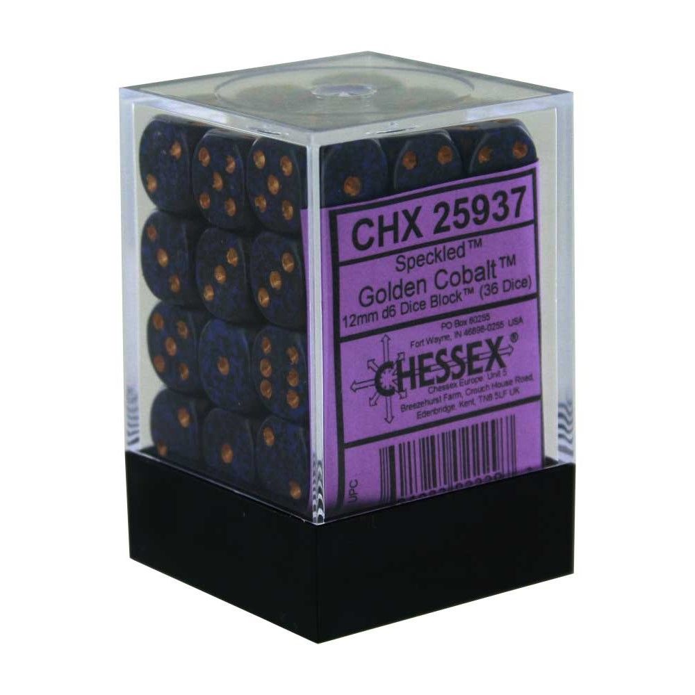 Chessex Speckled 12mm d6 Blok Kobalt Emas (36) 