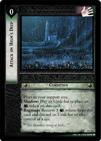 Attack on Helm's Deep - LOTR CCG - 4C137 (Lightly Played)